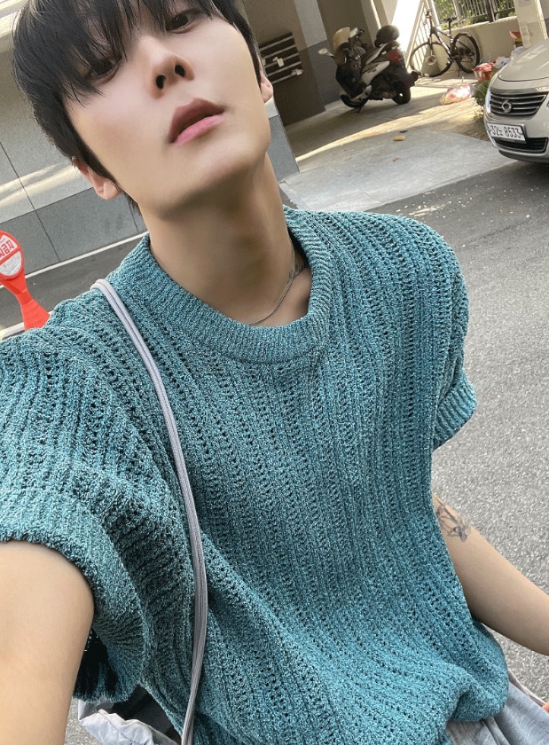 [COSYHARU公式] Fescale Boucle Round Short Sleeve Knit