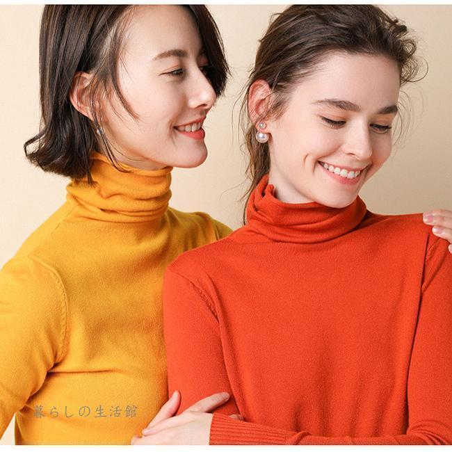 レディース秋服 ニット トップス 洗える オフタートル ネック レディース セーター 長袖 トップス 秋冬 イ