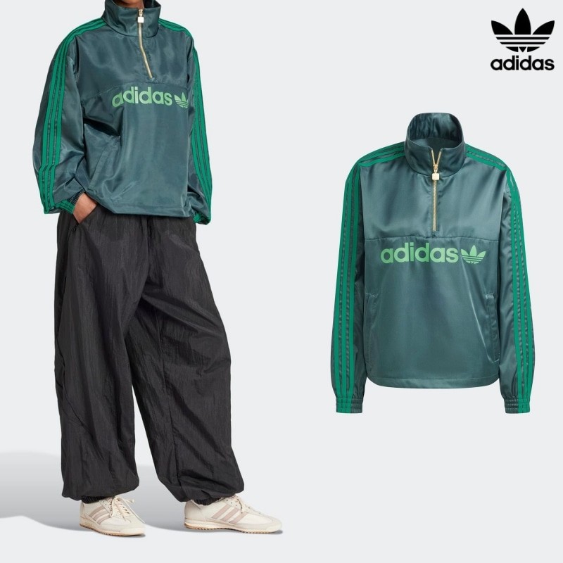 [ADIDAS] アディダス レディース サテン ウィンドブレーカー / MINERAL GREEN