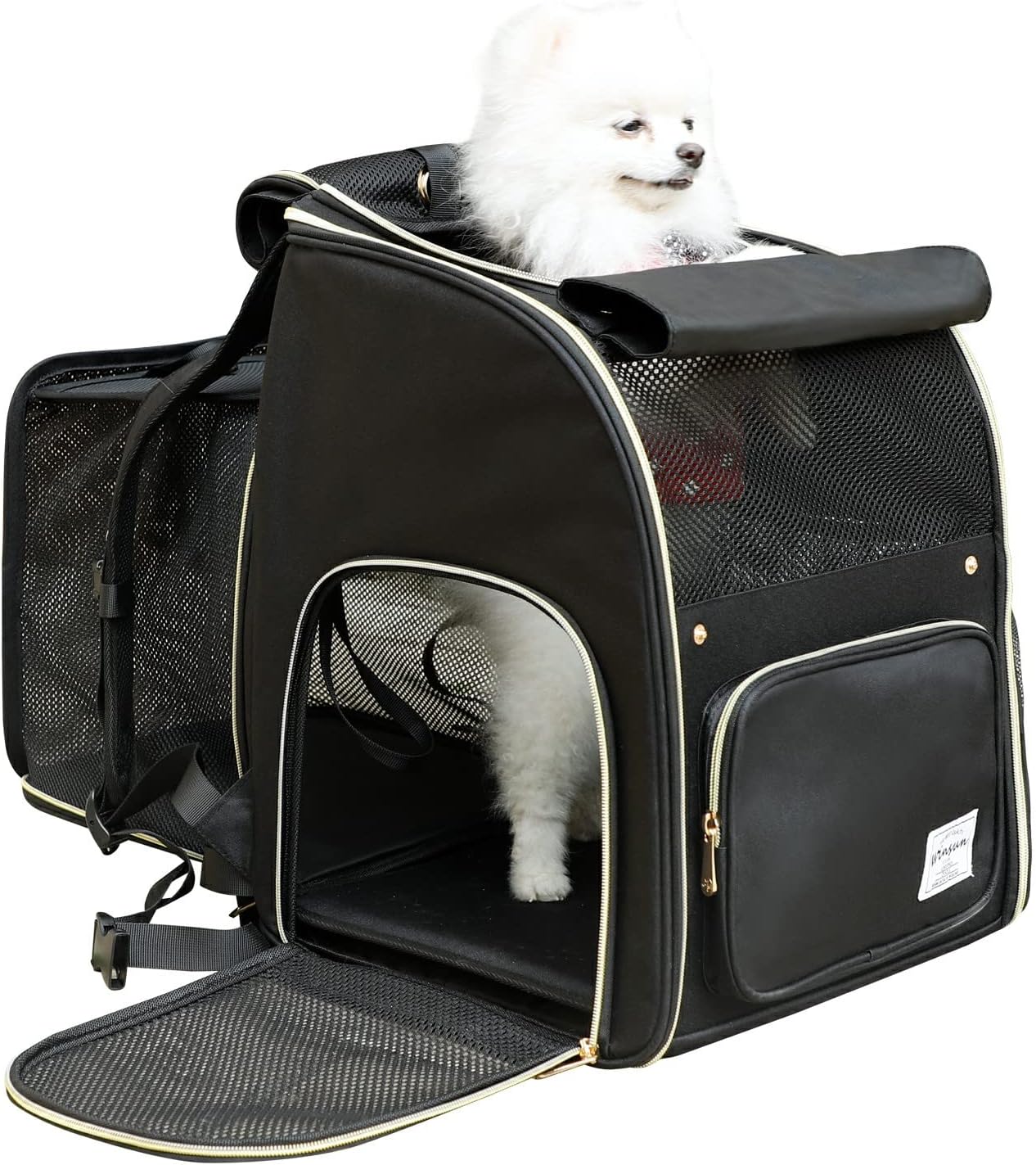 拡張可能なペット用キャリーリュック 通院や旅行に適した犬猫用リュック型キャリーバッグ