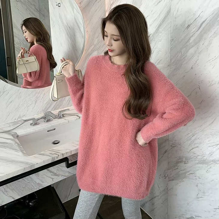 カジュアル クール 大人かっこいい 大人女子 トップス ゆるニット フリースニット オーバーサイズ クルーネック ニット