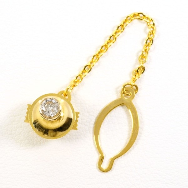 K18 18金 YG イエローゴールド 合金 ピンブローチ ダイヤ 0.23 ジュエリー 中古