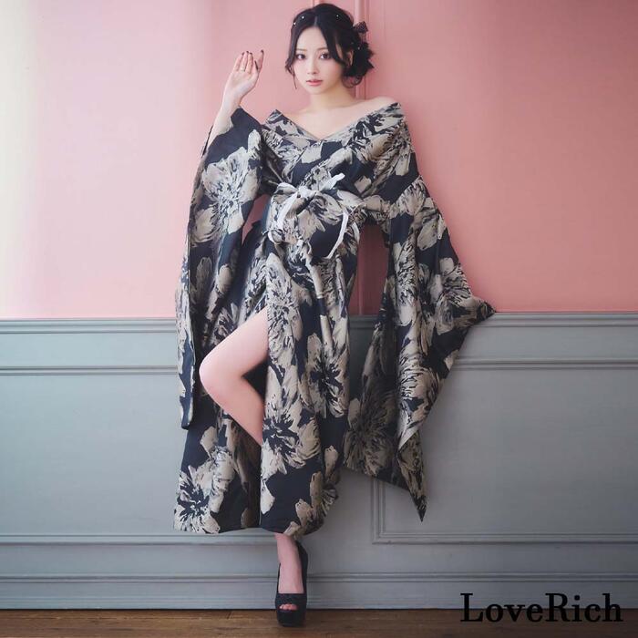 花魁 着物ドレス セクシー 着物 ドレス 着物風ドレス 着物ワンピ 着物コスプレ キャバドレス ロングドレス コスプレ 衣装 キャバ パーティー イベント 艶やか花魁スタイル！豪華！花柄プリントの 9,337円