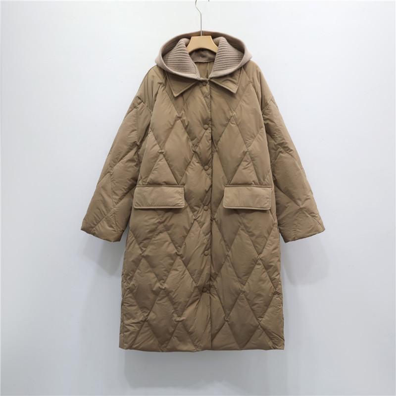 ダウンコートレディース冬服ロング丈折襟ボタンダウン無地秋冬ダウンジャケットキルティングダウン厚膝丈ゆったり暖かい保温防寒羽織り