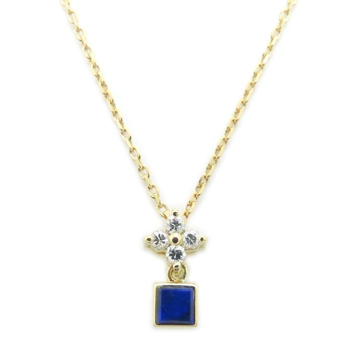 ネックレス ラピスラズリ ダイヤモンド0.09ct K18YG イエローゴールド レディース/294633【中古】