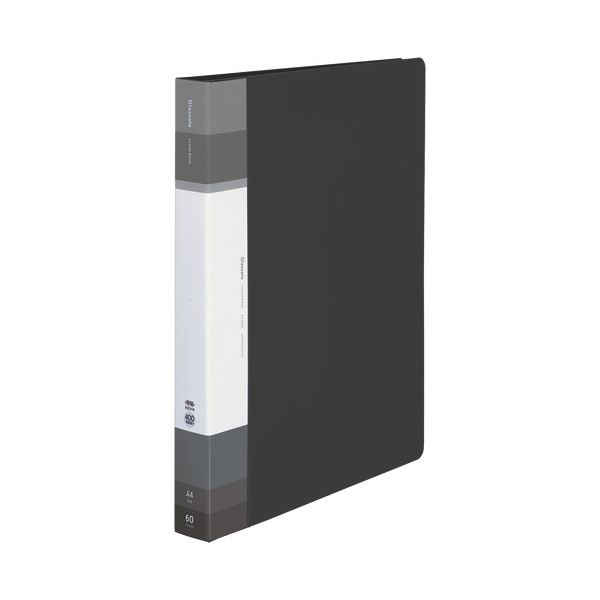 （まとめ）コクヨ クリヤーブック（Glassele） 固定式・背ポケット A4タテ 60ポケット ブラック ラ-GLB60D 1冊 (×10セット)