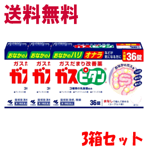 送料無料 3箱セット 【第3類医薬品】 小林製薬 ガスピタン 36錠×3個セット 整腸 おなら ガス おなかのハリ