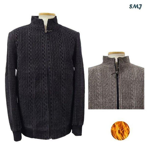 SMJ1679 メンズ起毛ニットジャケット 中年男性 绒毛ジャンパー 冬