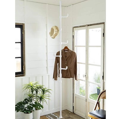 他サイト： 【即納】[山善] 突っ張り ラック ポールハンガー 全体耐荷重30kg ワンタッチ突っ張り (実用新案取得済) 高さ190-260cm コートハンガー 玄関収納 一人暮らし 子供部屋 組立品 マットホの商品画像