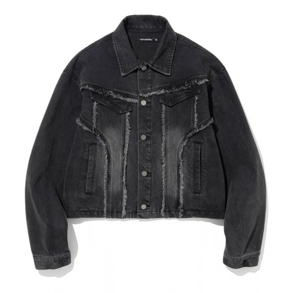 NOT4NERD カットオフクロップデニムジャケット-ブラック