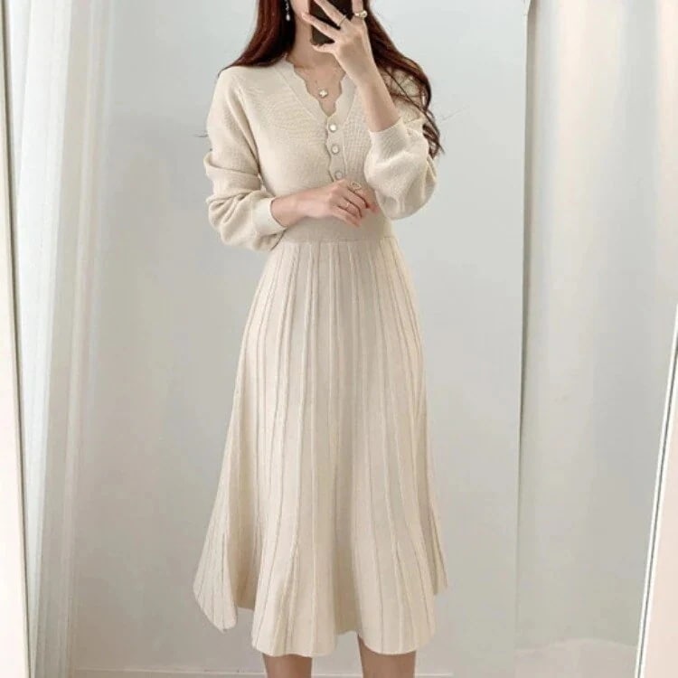 冬のワンピースニットワンピースドレス韓国ファッションニットワンピース セーター 可愛い着痩せ 春服ロングニットワンピース