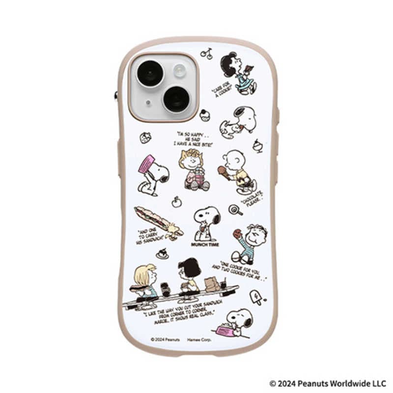 HAMEE　［iPhone 15/14/13専用］PEANUTS/ピーナッツ iFace First Class Cafe MagSynqケース MUNCH/TIME/総柄　41-986646