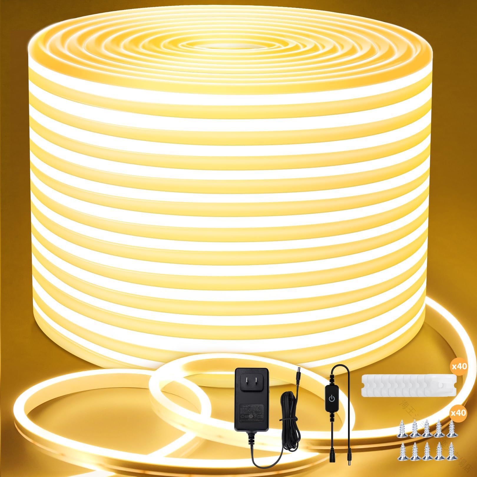 【 迅速な出荷 】LED テープ ライト 10M 防水 高輝度 テープ ライト LED 調光 可能 折り曲げ 自在 切断 可能 長持ち 24V 電球色 ネオン ライト LED チューブ 間接 照明 室