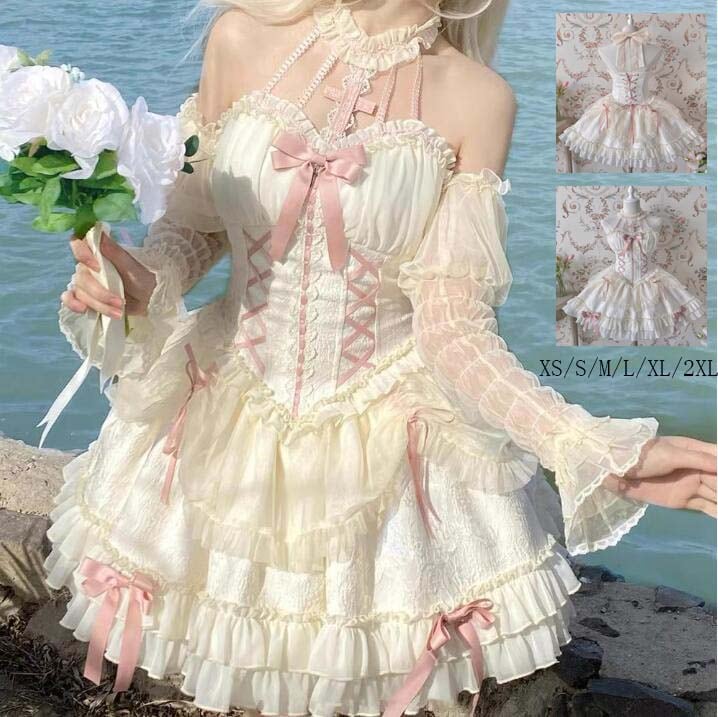 高品質な商品 ロリータ風 コスチューム 衣装 ノースリーブ ワンピース レディース 可愛い ウエディングドレス 日系女子中高生 イベント衣装 Aライン 切り替え風 ワンピ 学園祭 文化祭 日常 写真