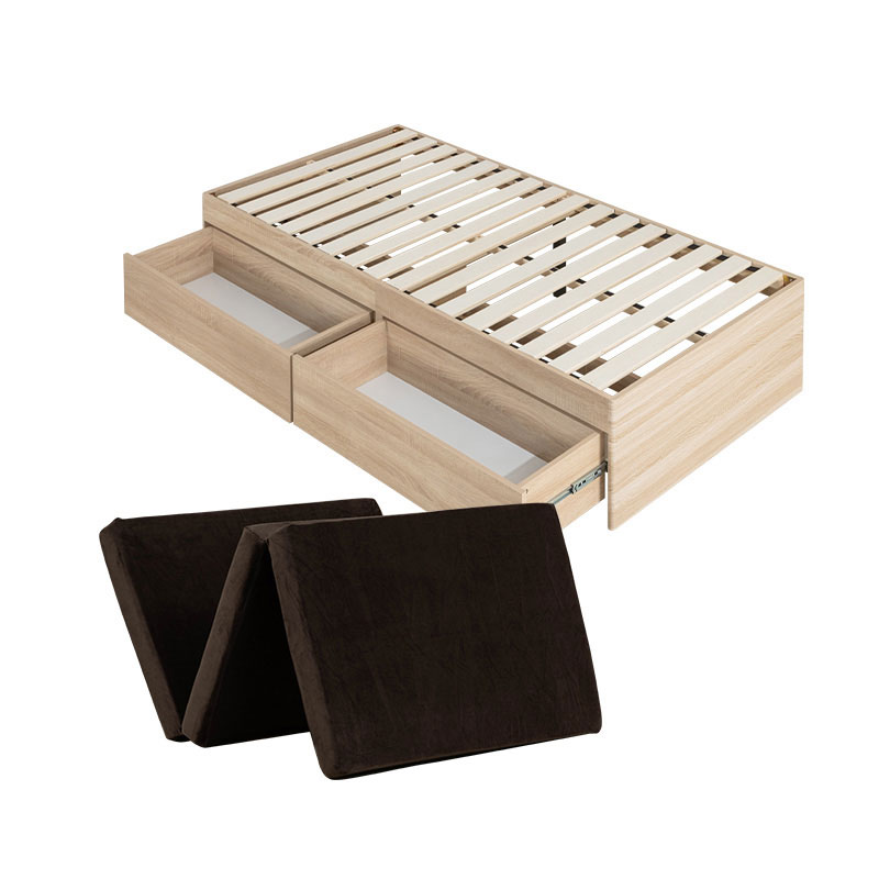 大容量 ヘッドレスベッド 収納ベッド マットレス付き 高反発ウレタン シングル チェストベッド 収納付き 引き出し付き すのこベッド 容量約106L