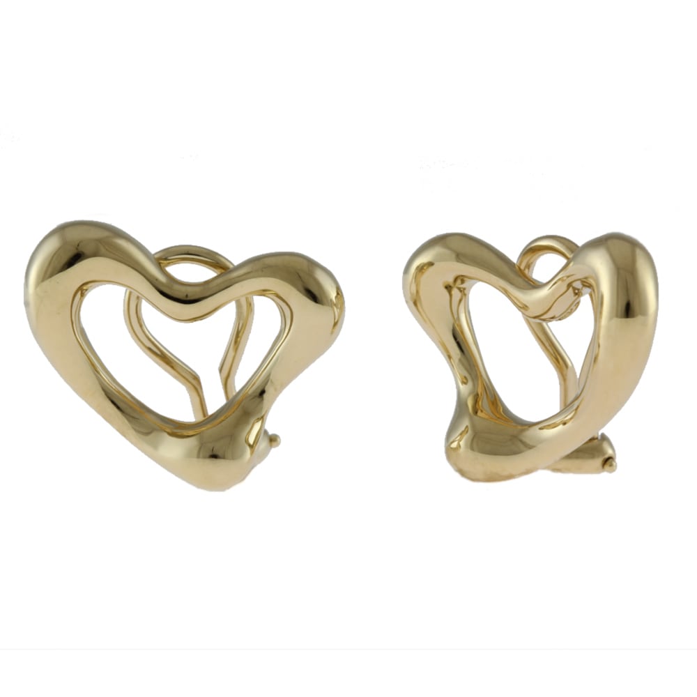ティファニー オープンハート イヤリング 18金 K18イエローゴールド TIFFANY&Co. 中古 美品