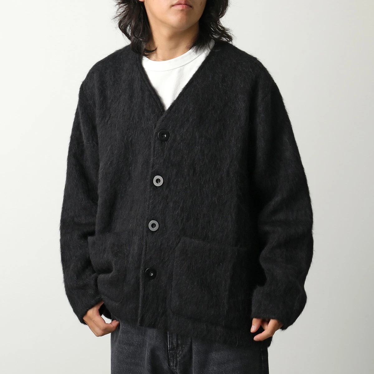 OUR LEGACY アワーレガシー カーディガン CARDIGAN M4206CBM メンズ Vネック ウールブレンド オーバーサイズ BLACK-MOHAIR