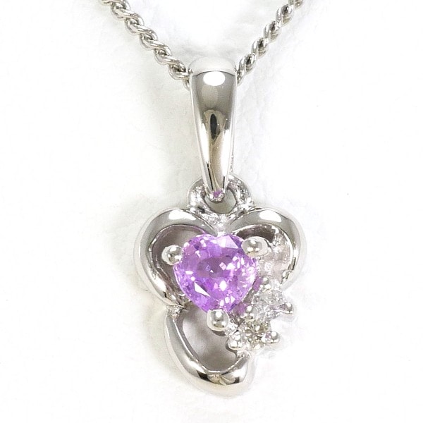 PT900 プラチナ PT850 ネックレス ピンクサファイア ダイヤ 中古