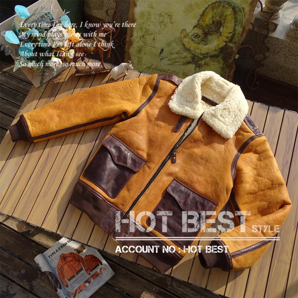 ホースハイド＆シープスキン USAF TYPE A-2 ムートン フライトジャケット ギフト メンズ 革ジャン ボマー ボンバー 馬革 ラム 羊革