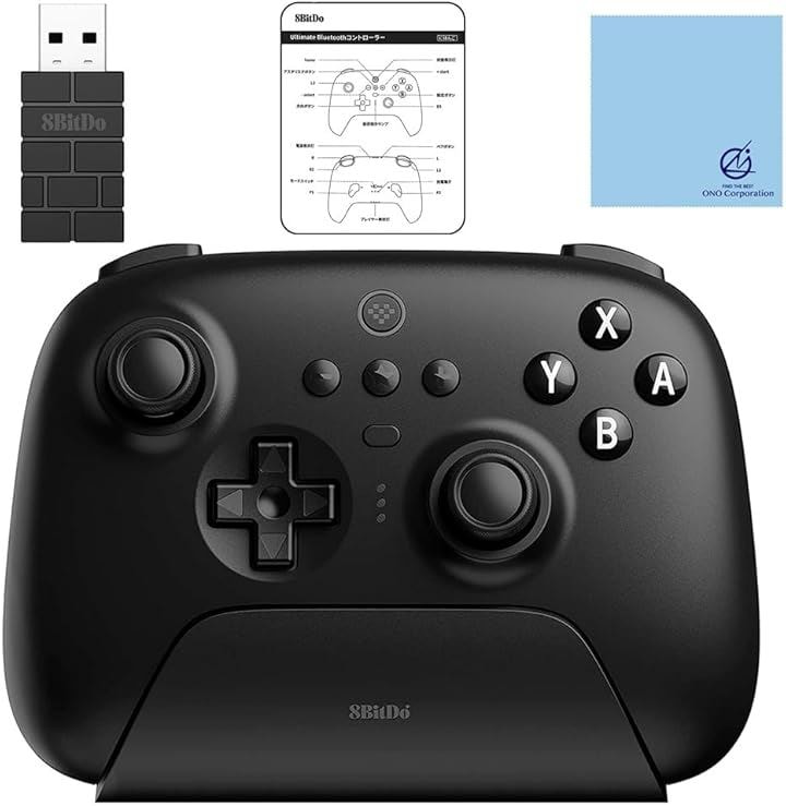 互換 8Bitdo Ultimate 充電ドックを備えたBluetoothコントローラー スイッチ用 ONOクリーニングクロス 2.4Gレシーバー付き ワイヤレス プロ(Black) 7,627円