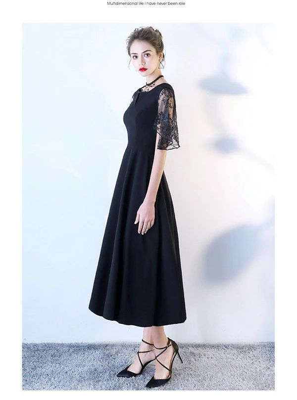 【送料無料】30代 20代 記念日 お出かけ 結婚式 発表会 演奏会 ミモレ丈 メッシュ肩袖 レディース エレガント 女の子