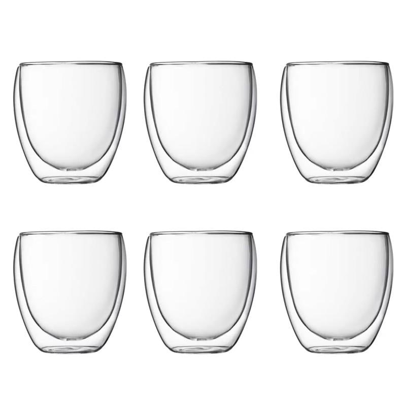 （bodum ボダム PAVINA 250ml×6個 ダブルウォールグラス）0.25L 8oz パヴィーナ コップ セット 耐熱ガラス製器具 オーブン 電子レンジ 4558 589744