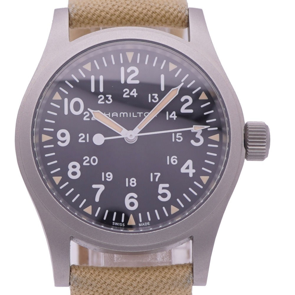 新品同様 手巻き カーキ フィールド メカニカル H694390 腕時計 ステンレススチール/キャンバス ブラック 1531【中古】 メンズ