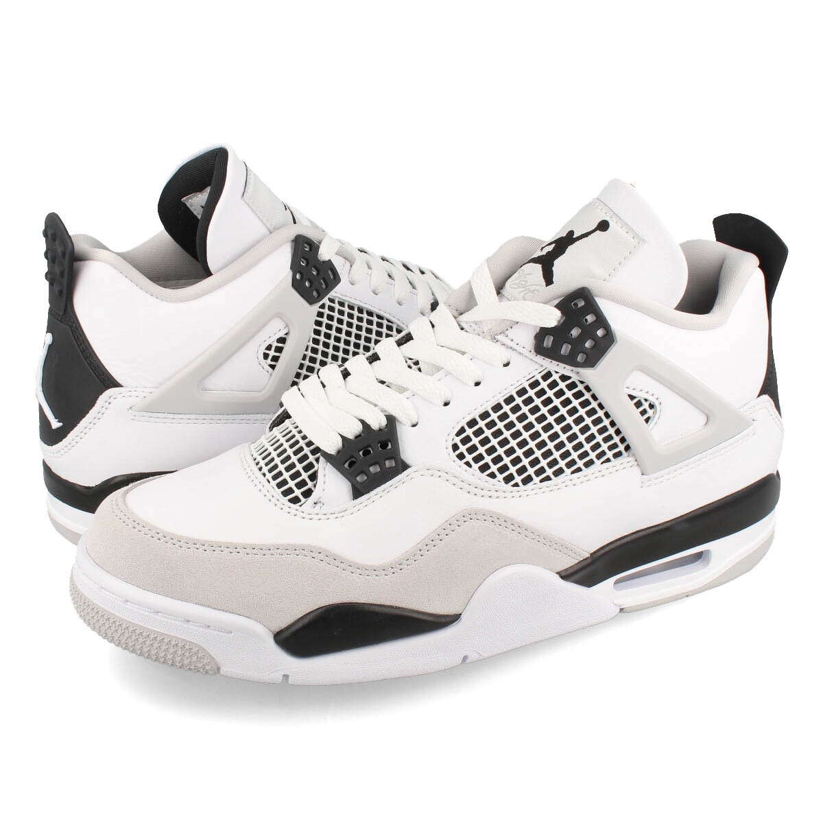 AIR JORDAN 4 RETRO WHITE/BLACK/NEUTRAL GREY 【MILITARY BLACK】
