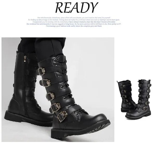 Cool Mens Motorcycle Boots Motorized Shoes Long Range Western Boot Mid-calf Military Combat Boots Go 5,483円