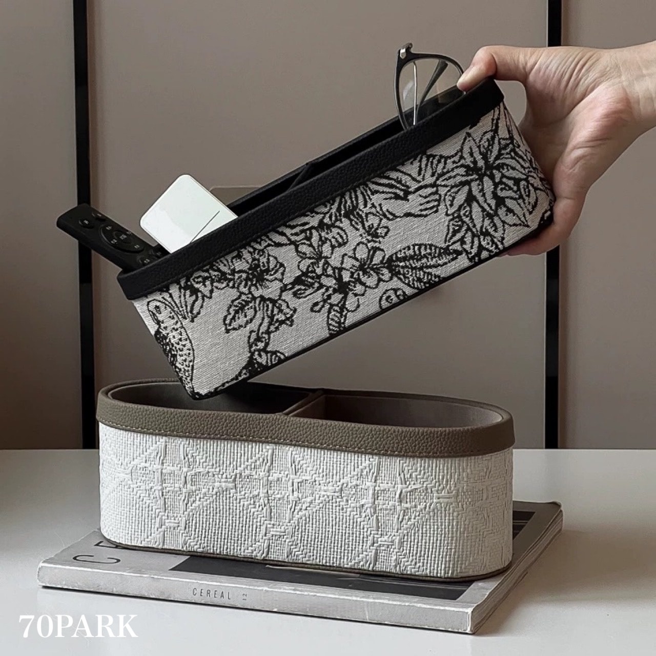 レザー ジャガード リモコン 収納 小物入れ 全2色 ボックス リモコンスタンド リモコンラック おしゃれ 韓国インテリア 韓国雑貨 韓国っぽ インテリア雑貨 韓国 70PARK