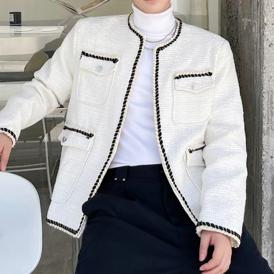 カーディガンメンズ 羽織 長袖 前開き ラウンドネック ツイード 厚手 大人可愛い きれいめ シンプル クール 春 秋 冬 学生 通学 デート イベント お出かけ 韓国 モテ L XL 2XL