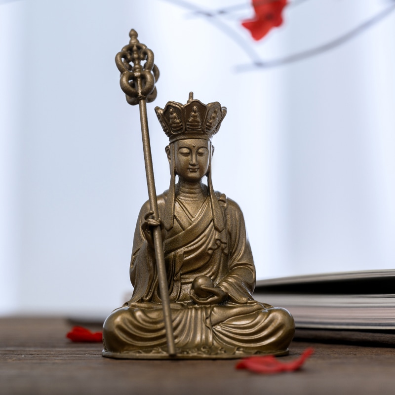 手作 地蔵菩薩像 黄銅製の慈悲と守護の象徴家庭や瞑想空間で心の安らぎを守る存在