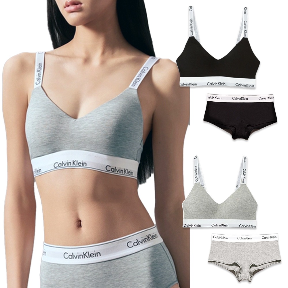 レディース 下着 ブラ&ボクサーパンツ ショーツ 上下セット モダン コットン セットアップ パッド入り インナー ブラック グレー アンダーウエア 女性 パンツ