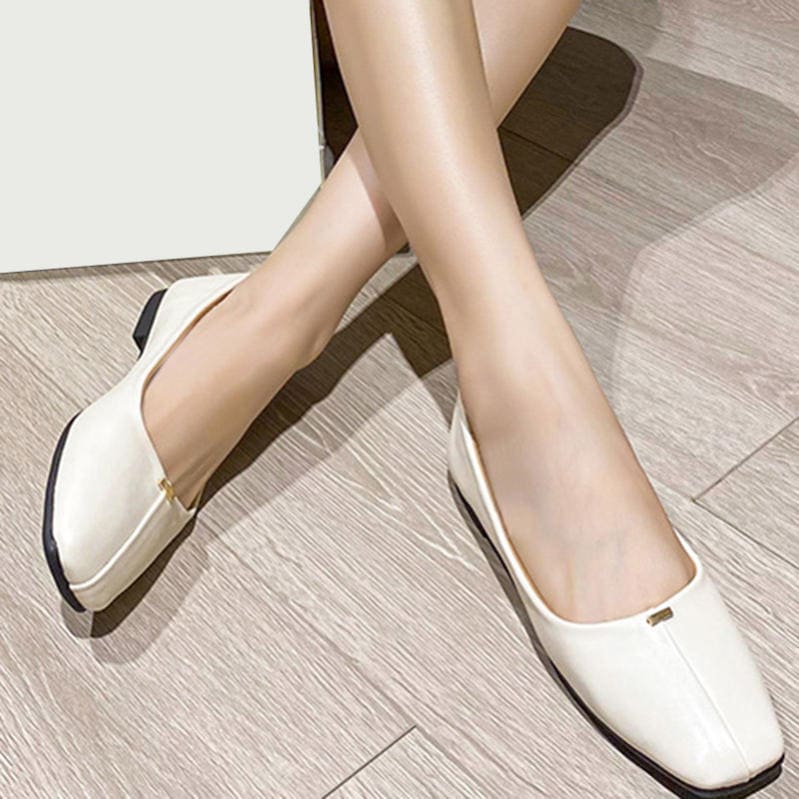 500円OFFクーポン パンプス ローヒール 1cm レディース ナースシューズ 通勤 オフィス リクルート ぺたんこ スクエアトゥ 太めヒール スリッポン 婦人靴 エレガント ショッピング 低反発 7,279円