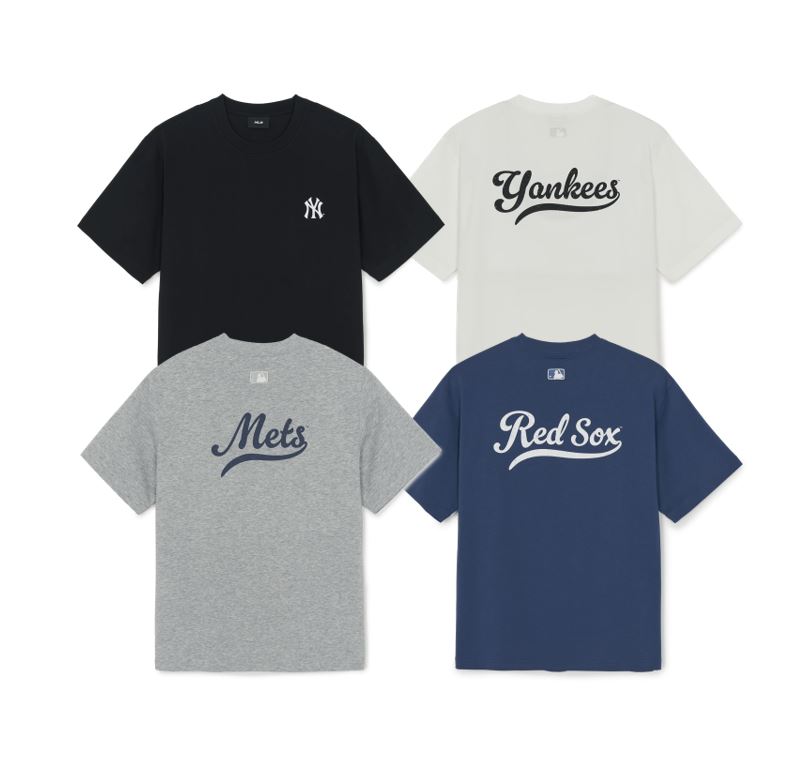 Sportive Cursive Back Letter T-Shirt 3ATSV0163-50IVS,3ATSV0163-43NYL,3ATSV0163-09MGS,3ATSV0163-50BK