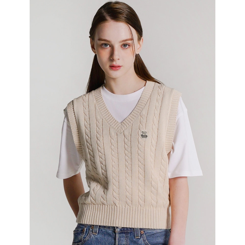 FABULOUS ARCHIVE ウーマンズクロップクラシックニットベストベージュ（FCD1KT203W）