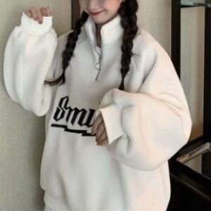 ４色 トップス プルオーバー トレーナー 冬 春 秋 かわいい カジュアル オーバーサイズ ゆったり 長袖 ボリューム袖 ドロップショルダー 萌袖 ぽわん袖 ハイネック タートルネック スタンドカラー