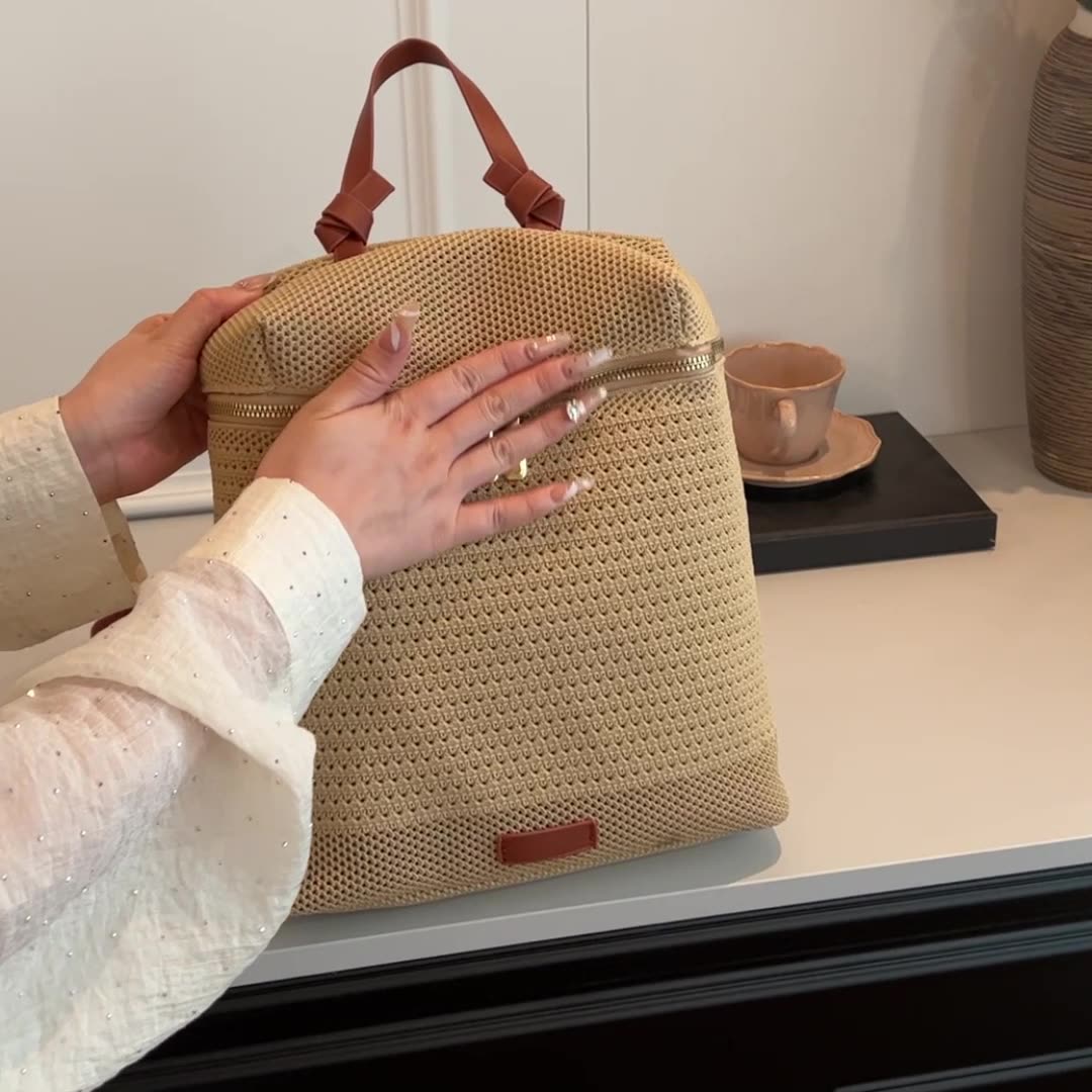 リュックサック 人気 夏用 編み込み 大容量 使いやすい 手提げバッグ 耐久性 抗菌 撥水加工 カジュアル スタイリッシュ オシャレ 配色 多機能 軽量 バッグ レディース