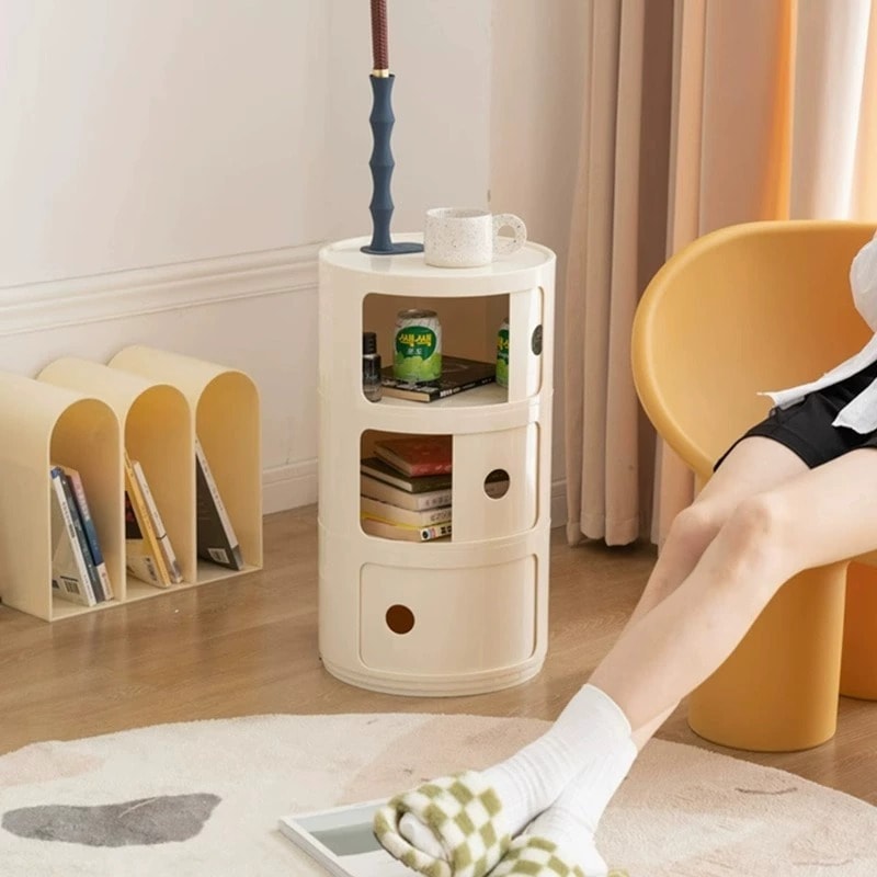 客厅沙发边柜侧边柜床头柜简约现代零食收纳柜圆形客厅边几小茶几