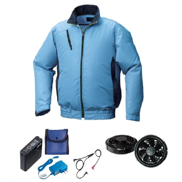 KU92010空調服 ポリ カジュアル FAN2300B/LISUPER1 ライト青xダーク紺 L