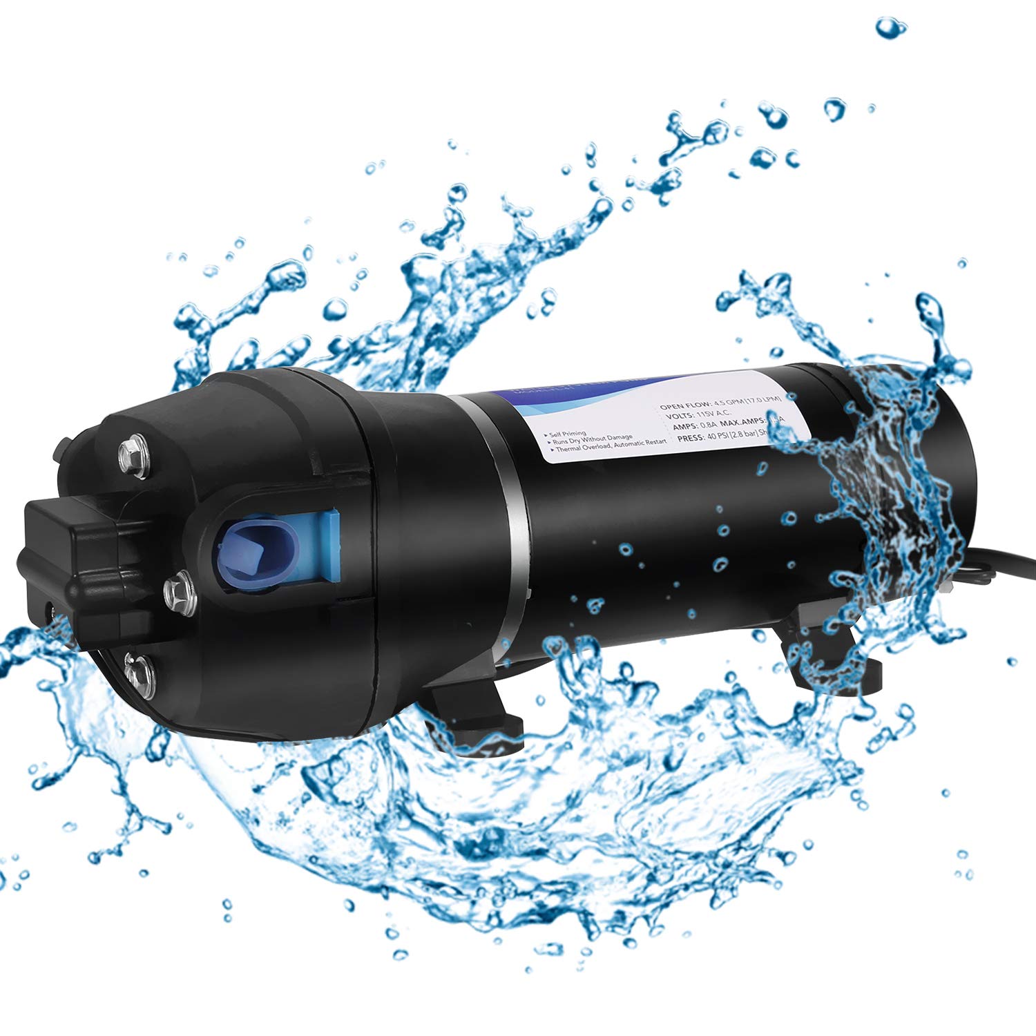 NEWTRY 給水 排水ポンプ ダイヤフラムポンプ 自吸式ウォーターポンプポンプ RV水道水ポンプ 自動スイッチ 大流量 17L/min (110V)