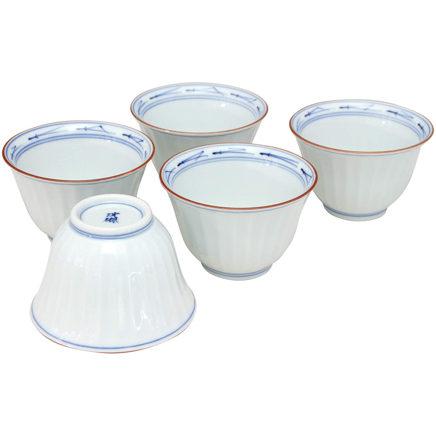 波佐見焼 洸琳窯 内松葉 菊彫 煎茶碗 セット 52511