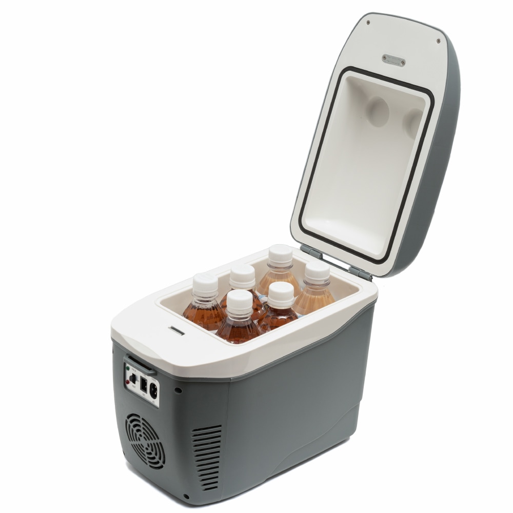 コンパクト冷温庫 ひえぽか グレー 小型 車載冷蔵庫 保冷 保温 切り替え AC DC 電源ケーブル ベルト 付き 環境温度-25℃から60℃ 静音 軽量 車中泊 キャンプ 釣り 寝室 簡単操作