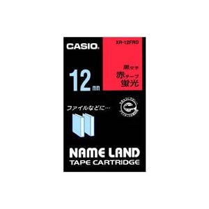 （まとめ）カシオ CASIO 蛍光テープ XR-12FRD 赤に黒文字 12mm(5セット)