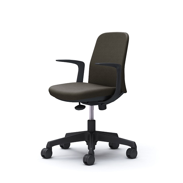 【納期約45日】オカムラ CD23CR FXW3 ダークブラウン Lives Entry Chair オフィスチェア デザインアーム 5本脚(コンパクトタイプ) ブラックボディ ウレタンキャスター