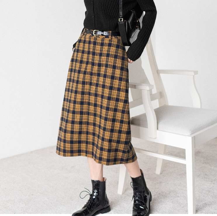 チェック柄タイトスカート スカート ボトムス タイトスカート ミモレ ミモレ丈 スリム タイト 細身 Iライン ハイウエスト かわいい 大人可愛い きれいめ シンプル カジュアル 大人 上品 おしゃれ
