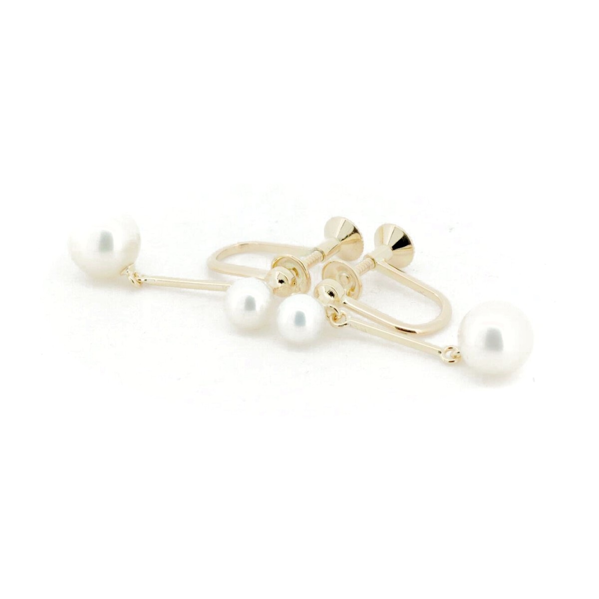 パール イヤリング 7.4ミリ 5.0ミリ 真珠 K18YG(18金 イエローゴールド) 質屋出品