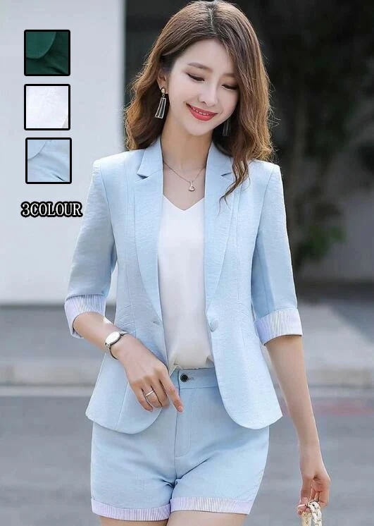 洗えるスーツ 着痩せ レディース フォーマル セットアップ 通勤 OL コート 5分袖ジャケット+ショート丈パンツ 2点セット ママ 入学式 卒業式 カジュアル パンツスーツ結婚式 オフィス セレモニ