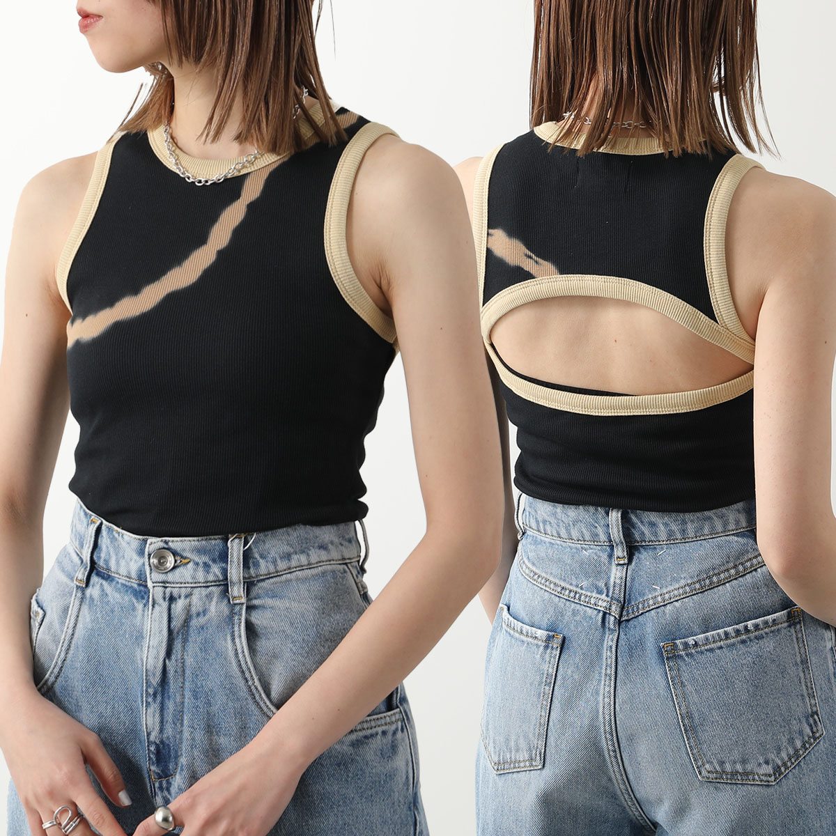 SUKU HOME スクホーム タンクトップ Muscle Tank レディース ノースリーブ クルーネック コットン リブ バックオープン Dawn