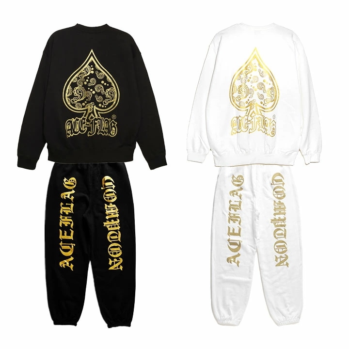 ACE FLAG 上下セット 長袖 ブランド メンズ 春秋冬用 黒 白 大きいサイズ エースフラッグ セットアップ トレーナー スウェット スウェットパンツ ペイズリー柄 9,198円
